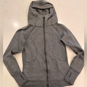 Lululemon Scuba Hoodie Full Zip Heathered Gray Thumbhole Jacket Women’s Size 4